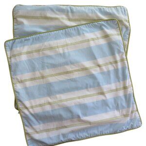 Martha Stewart Euro Pillow Shams 26"x26" Blue/White/Green Beach Porch Stripes